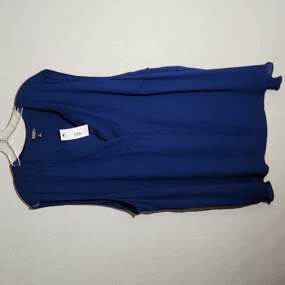 A.n.a Womens Blouse Size 5X Navy Blue A New Approach New Top Sheer Vneck - Picture 1 of 11